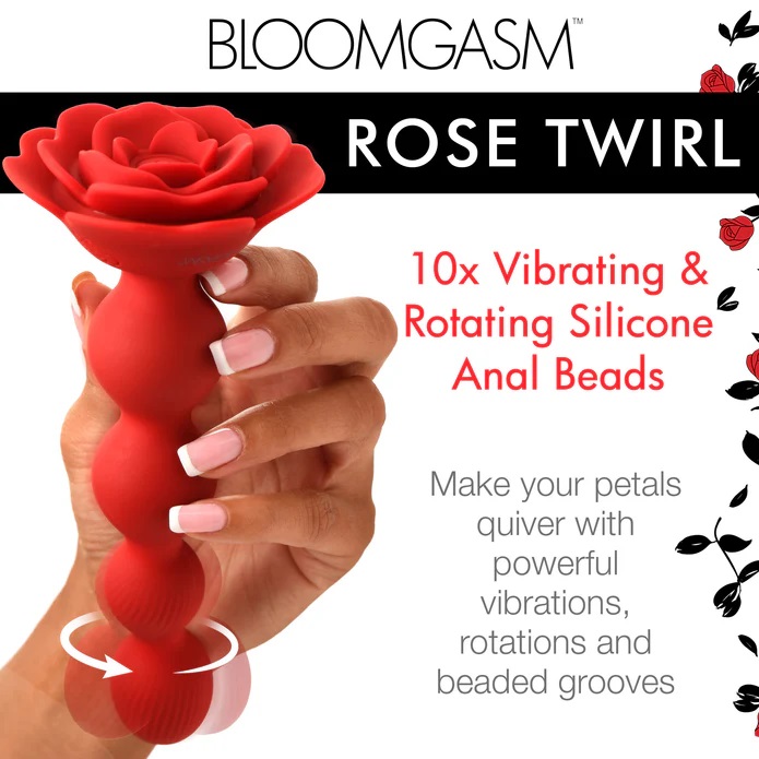 Indulge in a backdoor delight with this vibrating, rotating ... Bloomgasm - 10X Rose Twirl Vibro Beads - Red photo-6