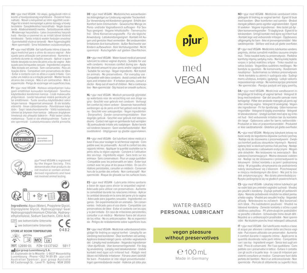 The vegan personal lubricant in pjur med product line, conta... Pjur - Med Vegan Glide - 100ml photo-3