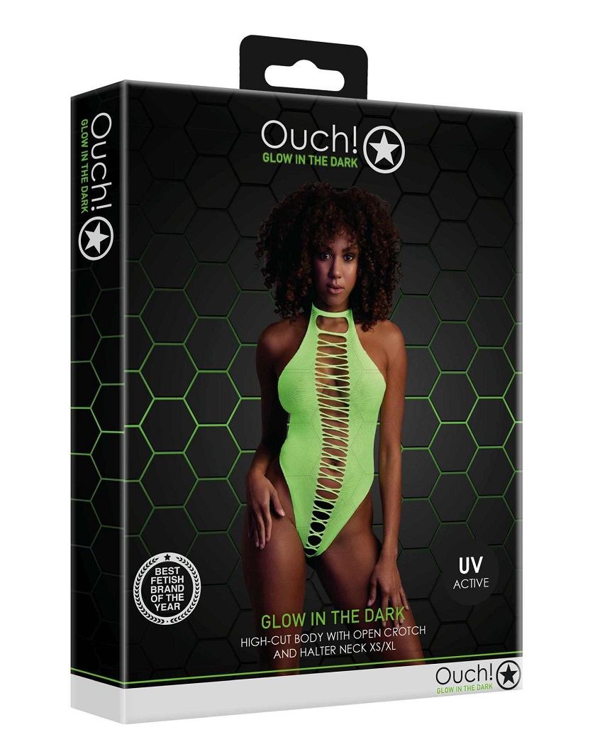 Neon lingerie is the perfect addition to your collection. Ma... Ouch - Glow In Dark High-Cut Body - Green photo-7