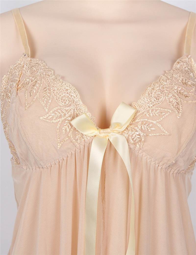 Elegant lingerie dress set with matching panties
Material&n... Ohyeah - Mesh Babydoll Set - Beige - XL photo-8