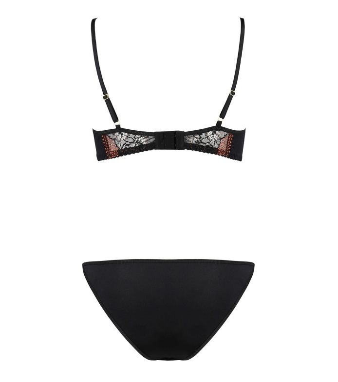 This set is composed by unique pieces made by women and for ... Casmir - Mirella Set w Open Bra - Black - S/M photo-6