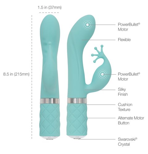 Pillow Talk - Kinky 兔子震動器 - 藍綠色 照片