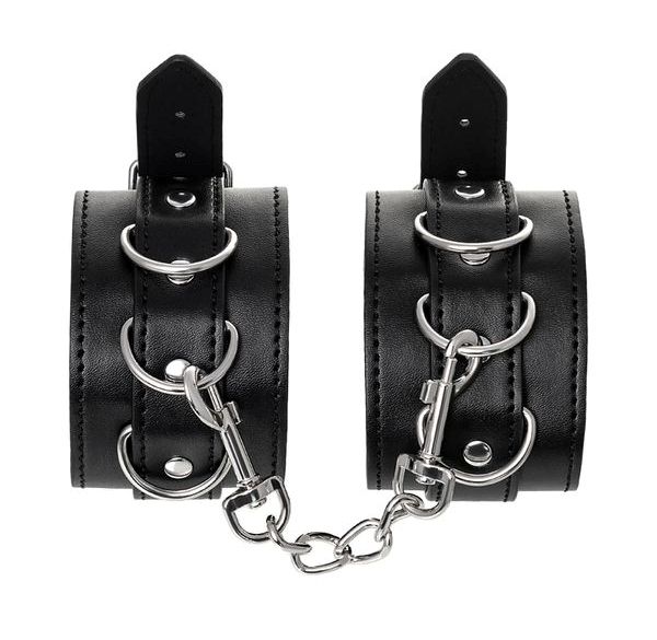 Cuffs are made of genuine leather with a velour lining. Nick... Anonymo - Ankle Cuffs - Black photo-4