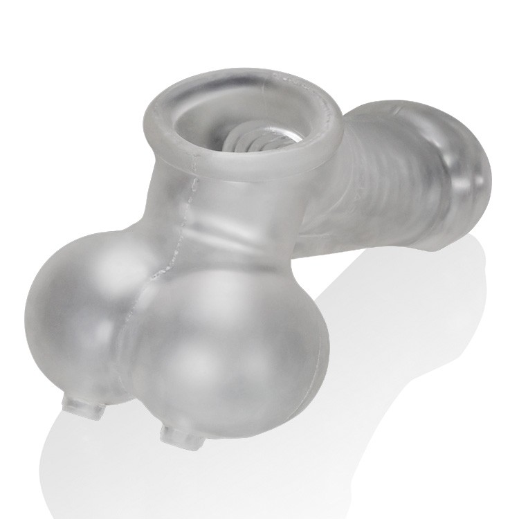 SACKJACK is a dual ballsling and jerk off toy made from the ... Oxballs - Sackjack Electro Wearable Sheath - Clear Frost photo-2