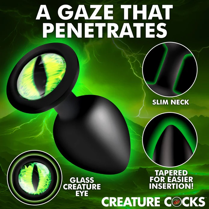 Turn your fantasies into reality with the Creature Eye Silic... Creature Cocks - Green Eye Plug M - Black photo-3