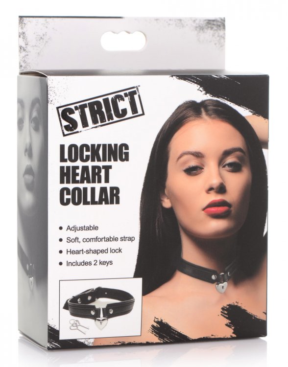 Lock them safely in to your heart by placing this collar aro... Strict - Locking Heart Collar - Black photo-6