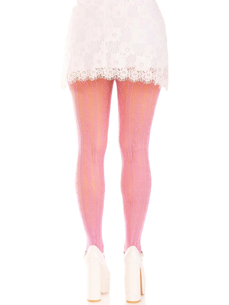 Cover your legs in cuteness with the sweetheart net tights b... Leg Avenue - Sweetheart Striped Tights - Pink photo-2