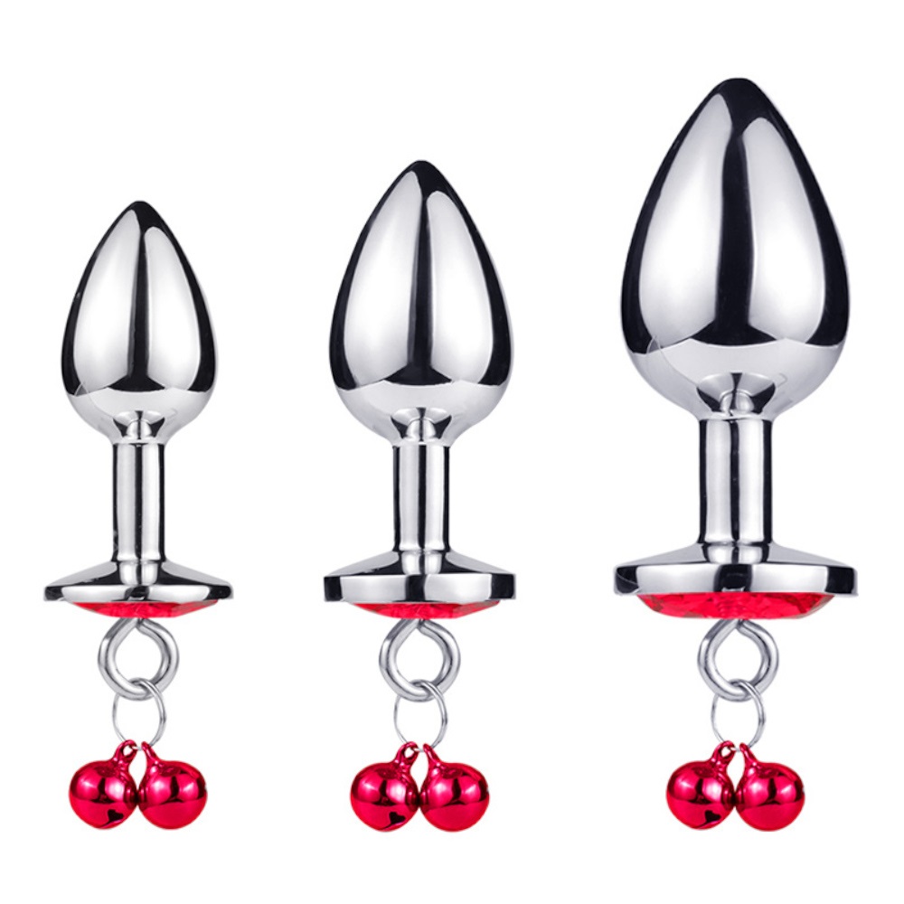 A heart-shaped anal plug with a bell. It's cute to greet... SMVIP - Metal Heart Plug w Bells L - Red photo-5