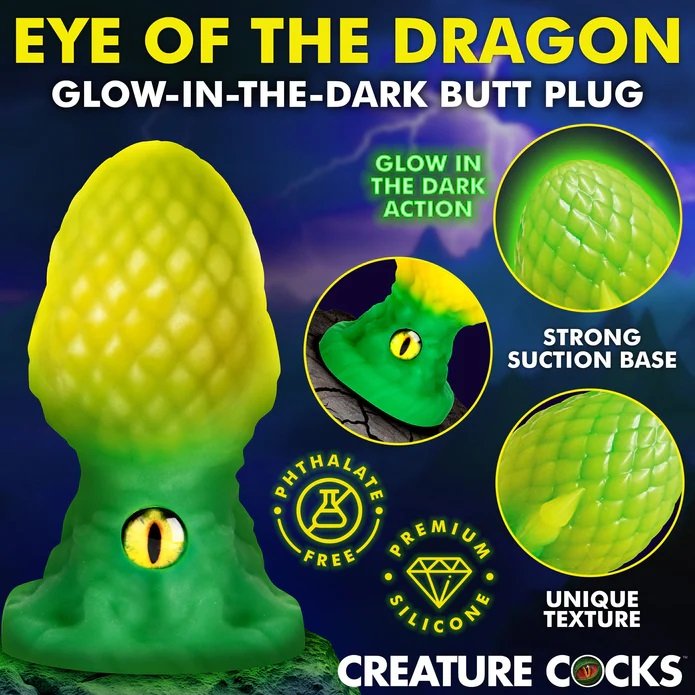 Looking for a fantastical adventure? Meet the Eye of the Dra... Creature Cocks - Eye of the Dragon Butt Plug - Green photo-3