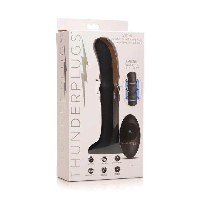 Featuring patented Sliding Ring Technology, this exclusive T... Thunderplugs - Slider Vibro Plug - Black photo-7