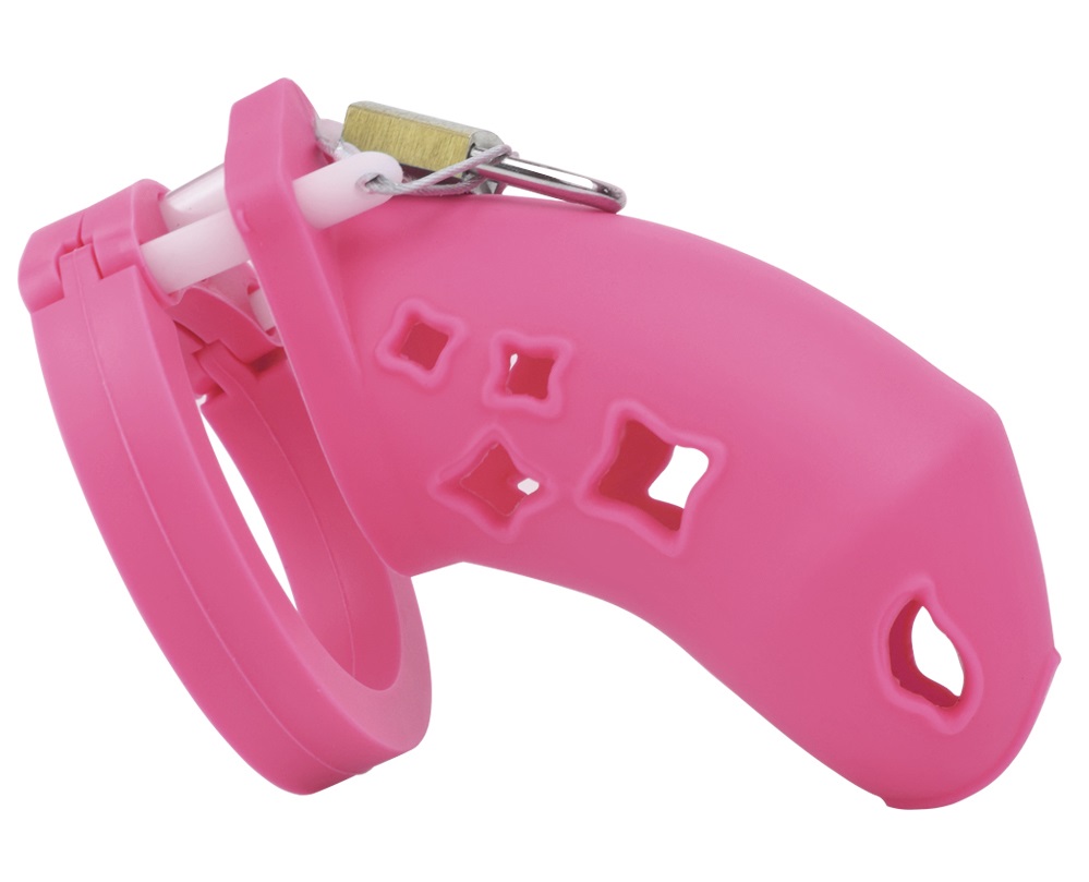 Cage high: 70mm &nb... FAAK - Silicone Chastity Cage 123 - Pink photo-2