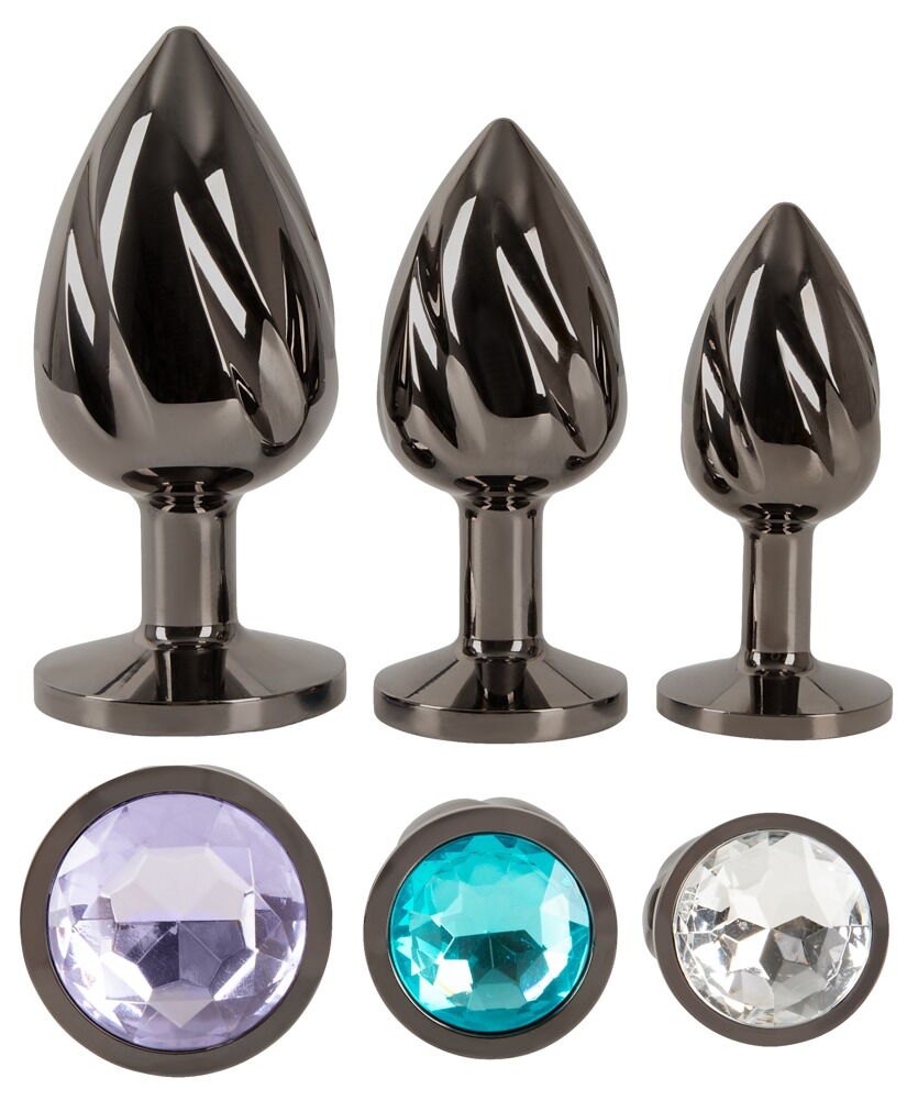 The Metal Butt Plug Set with Diamonds from ANOS has 3 metal ... ANOS - Metal Butt Plug Set photo-3