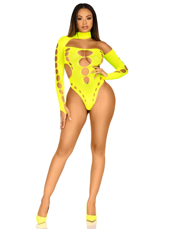 Where you lead, they will follow in this daring asymmetrical... Leg Avenue - Lead The Way Asymmetrical Body - Neon Yellow photo-5