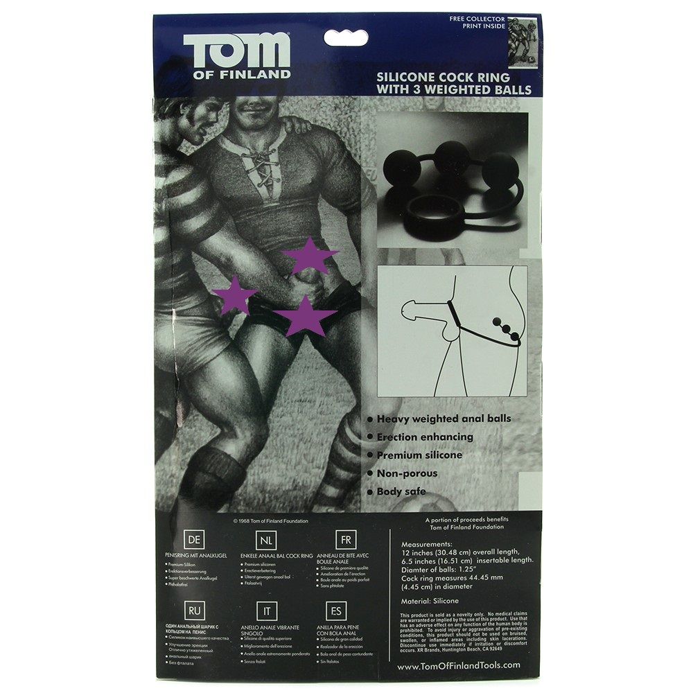 This set of silicone coated heavy weighted balls are attache... TOF - TOF Silicone Cock Ring w/ 3 Weighted Balls photo-15