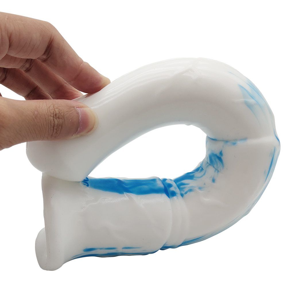 Silicone horse anal dildo, artificial realistic anal plug, s... FAAK - Horse Long Dildo - White/Blue photo-5