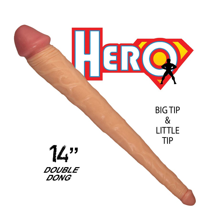 The Hero 14″ Double Dong features two phallic shaped ends, g... Nasstoys - Hero 14" Double Dildo - Flesh photo-3