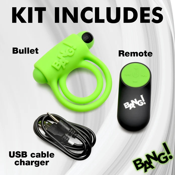 Add a little more sensation for both you and your partner to... Bang! - 28X Glow Vibro Ring - Green photo-8