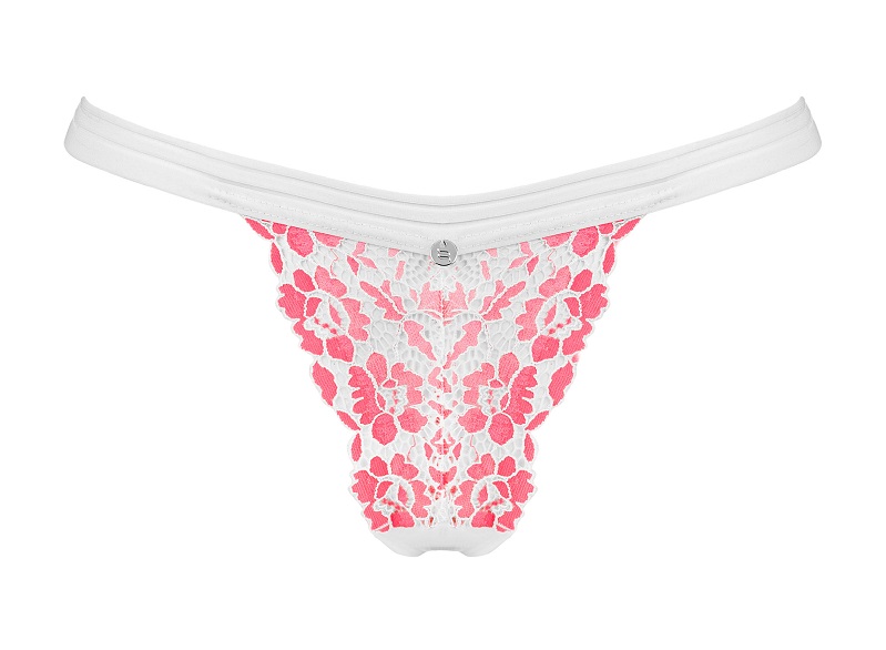 Thong from the Bloomys collection with an elegant, floral la... Obsessive - Bloomys Thong - White/Pink - L/XL photo-6