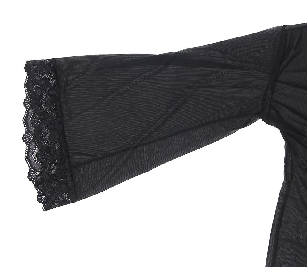 Long sleeve mesh sleepwear elegance robe with belt
Material... Ohyeah - Romantic Robe - Black - 5XL photo-10