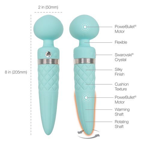 Sultry by Pillow Talk has a smooth rounded head and provides... Pillow Talk - Sultry Rotating Wand - Teal photo-9