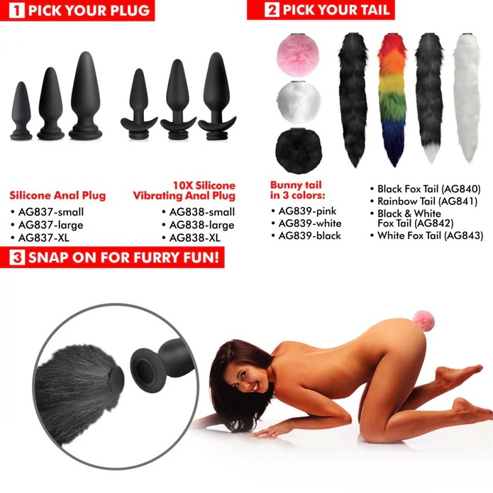 Pick your tail and keep the same base! With this interchange... Tailz - Snap-On Anal Plug XL - Black photo-5