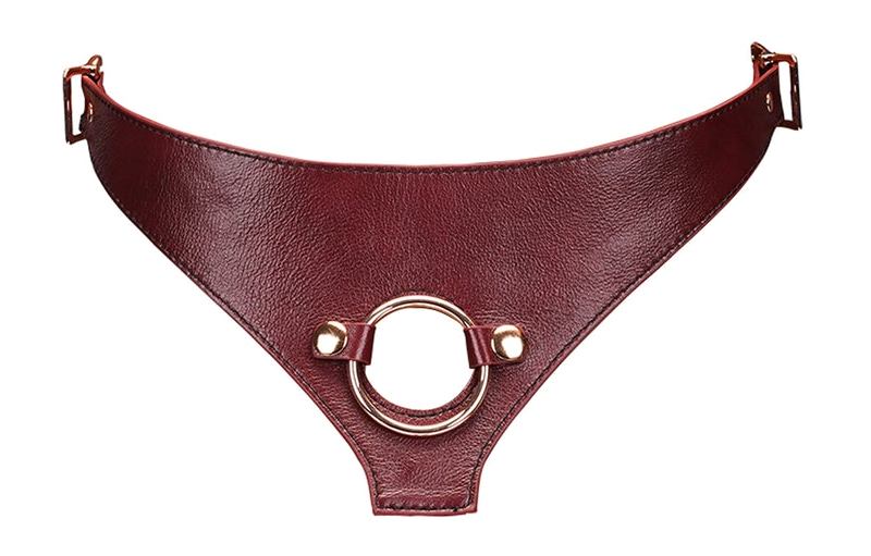 Take the lead in luxurious leather with Wine Red Strap On Ha... Liebe Seele - Deluxe Leather Strap-On Harness - Wine Red photo-4
