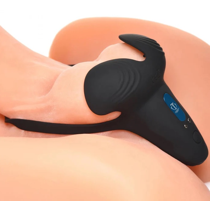 Give your balls a pleasant buzz with this Silicone Cock Ring... Trinity Vibes - Taint Stim Cock & Ball Ring - Black photo-2