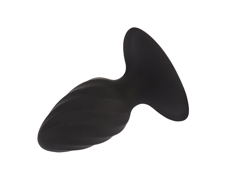 Black Mont series anal plug with classic shape and wavy surf... Chisa - 3'' Control Stuffer Plug - Black photo-3