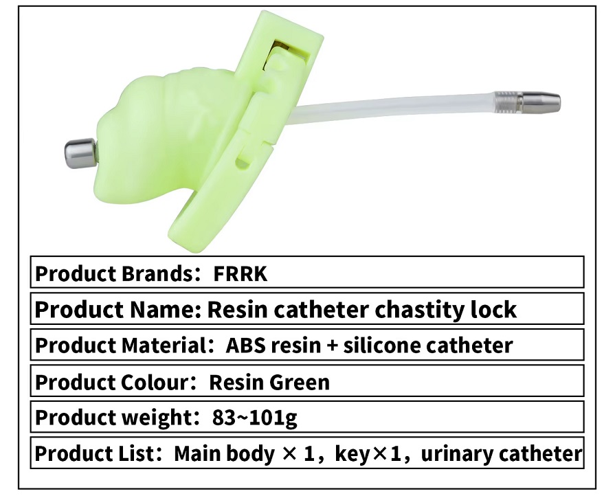 Material: Resin
Total high: 48mm
Cage high: 30mm ... FAAK - Resin Chastity Cage S w Catheter - Green photo-4