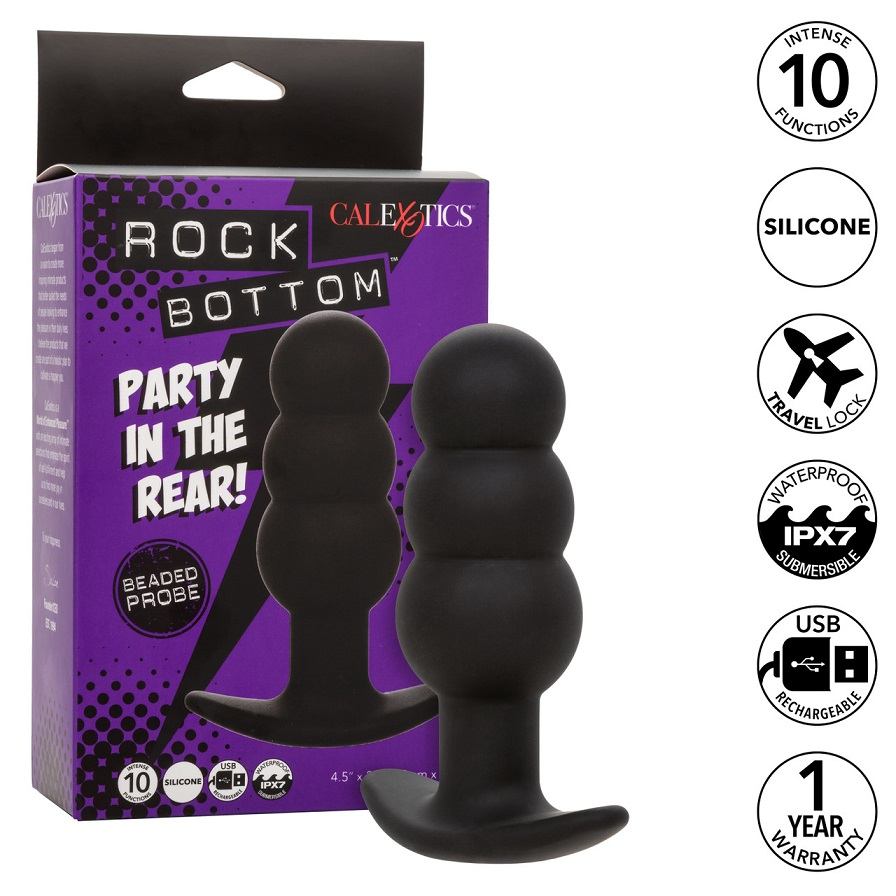 Immerse yourself in exhilarating pleasure with the Rock Bott... CEN - Rock Bottom Beaded Vibro Plug - Black photo-9