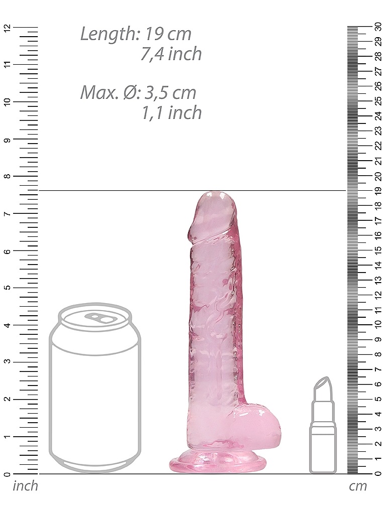 This REALROCK CRYSTAL CLEAR model has been designed with rea... RealRock - 7" Realistic Dildo w Balls - Pink photo-7