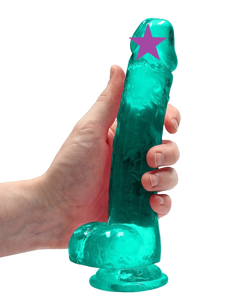 This REALROCK CRYSTAL CLEAR model has been designed with rea... RealRock - 8" Realistic Dildo w Balls - Green photo-2
