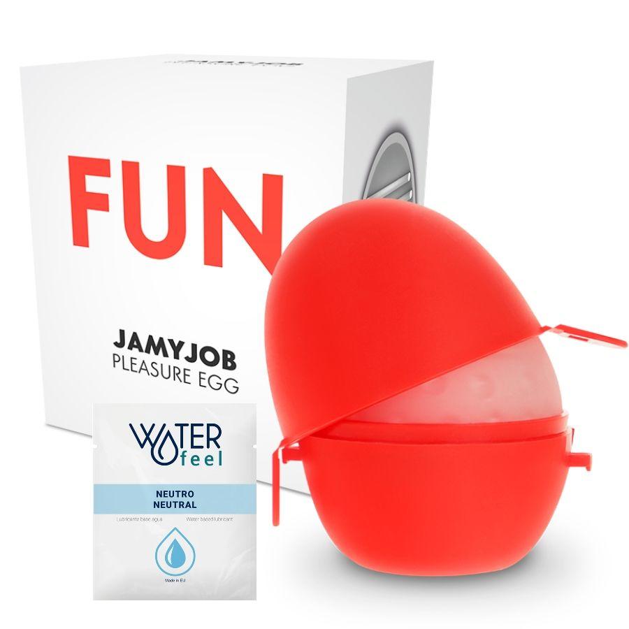 Manufactured with a medical grade elastomer that does not ca... Jamyjob - Egg Masturbator White Version - Red photo-7