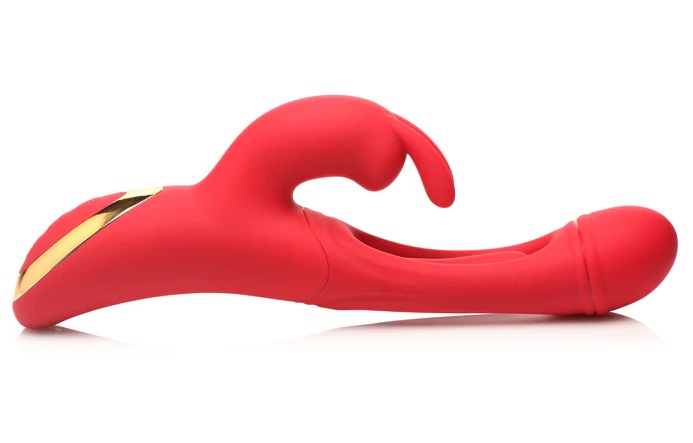 Go out of your mind with pleasure! This new Flicking Silicon... Inmi - Rabbit Flick Vibrator - Red photo-7
