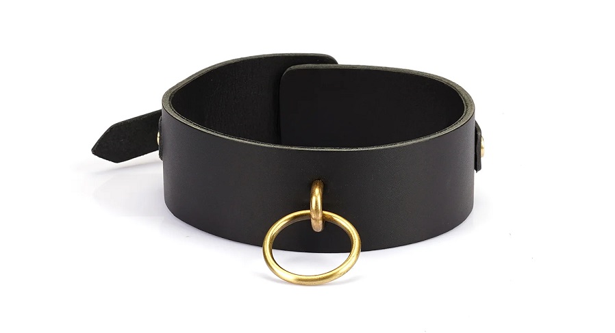 Samurai-inspired bondage accessories, embodying the spirit o... Liebe Seele - Samurai Leather Collar w Leash - Black photo-2
