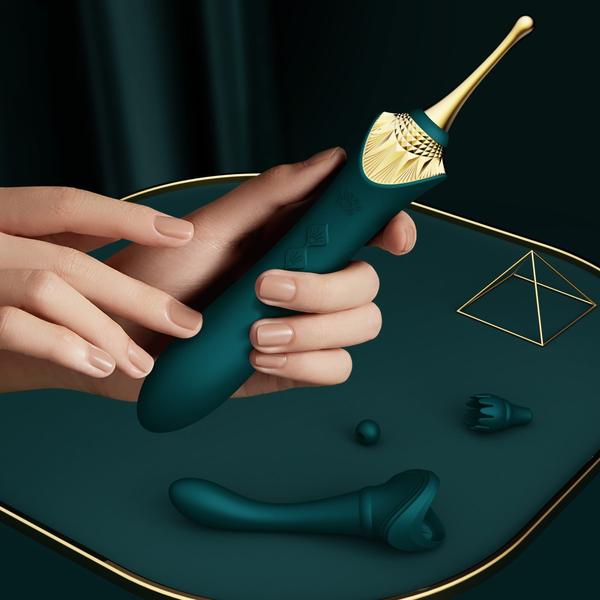 The name of Bess comes from Egyptian God Bastet, who is the ... Zalo - Bess APP Dual Vibrator - Turquoise Green photo-11