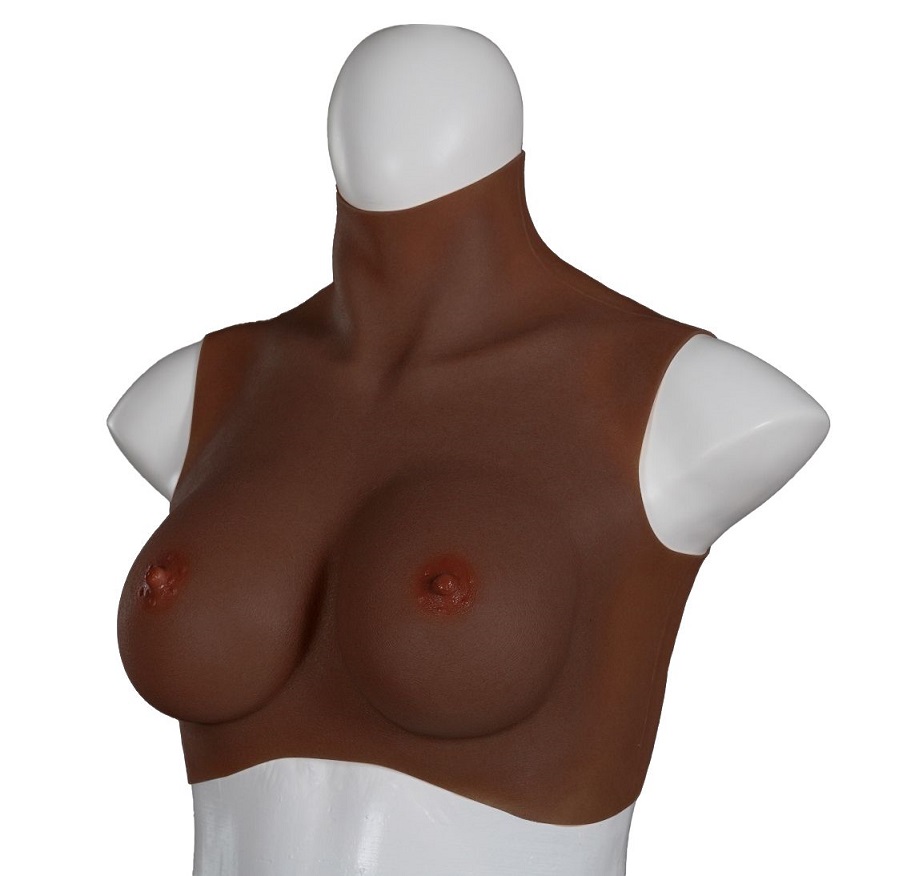 Realistic looking erect nipples & areola. Highly stretchable... XX-Dreamstoys - Ultra Realistic Breast Form M - Black photo-3