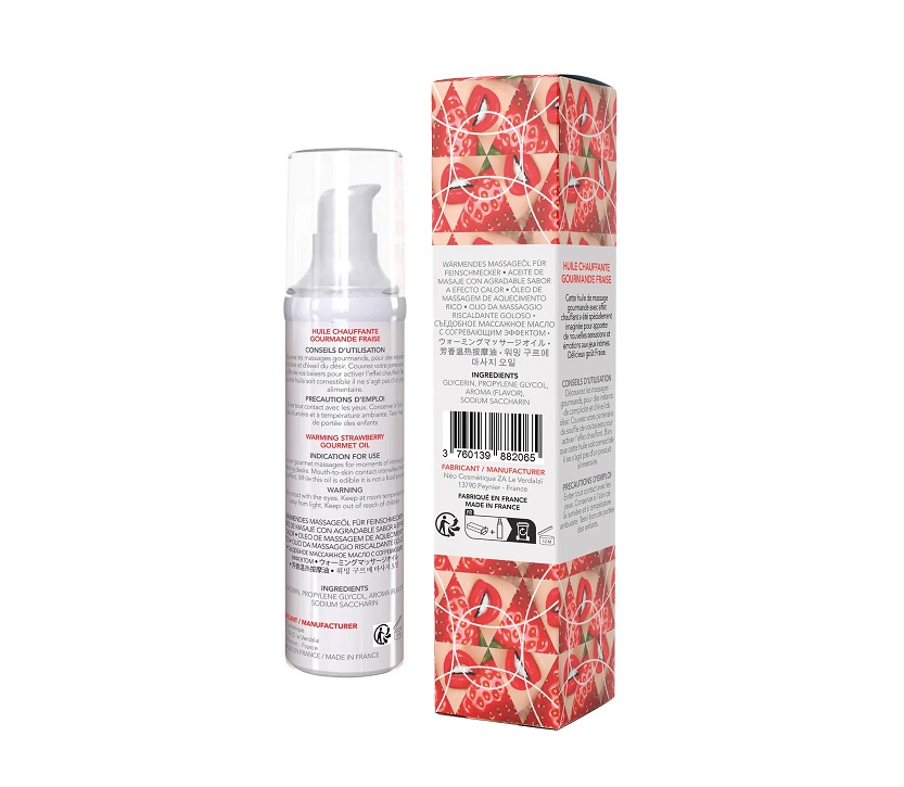 This warming gourmet massage gel is ideal for foreplay. When... Exsens - Strawberry Warming Massage Oil - 50ml photo-5