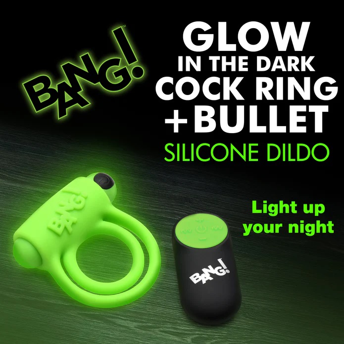 Add a little more sensation for both you and your partner to... Bang! - 28X Glow Vibro Ring - Green photo-2