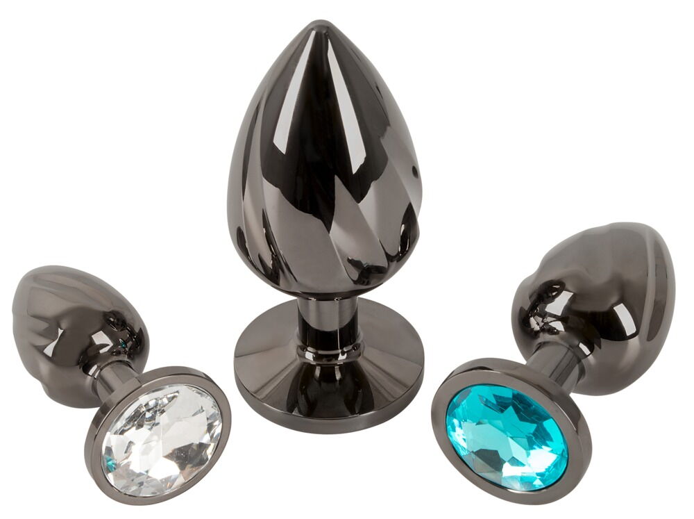 The Metal Butt Plug Set with Diamonds from ANOS has 3 metal ... ANOS - Metal Butt Plug Set photo-6