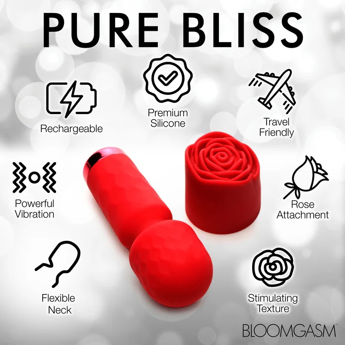 Buzz your way to bliss with this petit rose wand! So small i... Bloomgasm - Pleasure Rose Petite Wand - Red photo-6