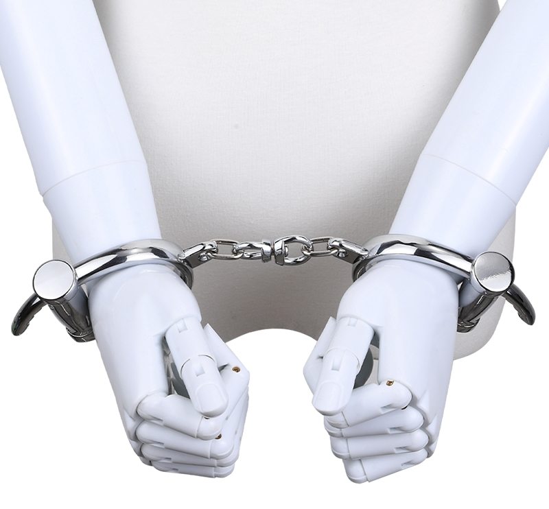 Restraint vintage styleed locked wrist cuffs MT - Old Style Darby Handcuffs - Silver photo-3