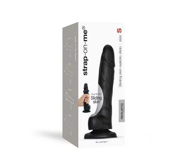 The only dual density silicone Sliding skin realistic dildo ... Strap-On-Me - Sliding Skin Dildo S - Black photo-10