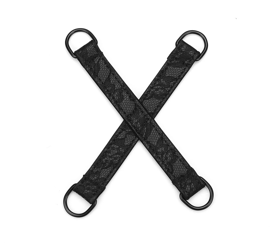 This set includes a blindfold, ball gag, collar, and lead, o... Liebe Seele - Lace Bondage Kit 11pcs - Black photo-12