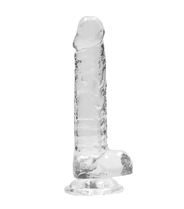 This REALROCK CRYSTAL CLEAR model has been designed with rea... RealRock - 7" Realistic Dildo w Balls - Clear photo-3