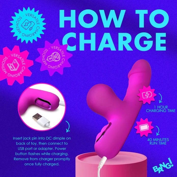 Get the buzz you've been begging for! The combination of... Bang! - Suction Rabbit Vibrator - Purple photo-8