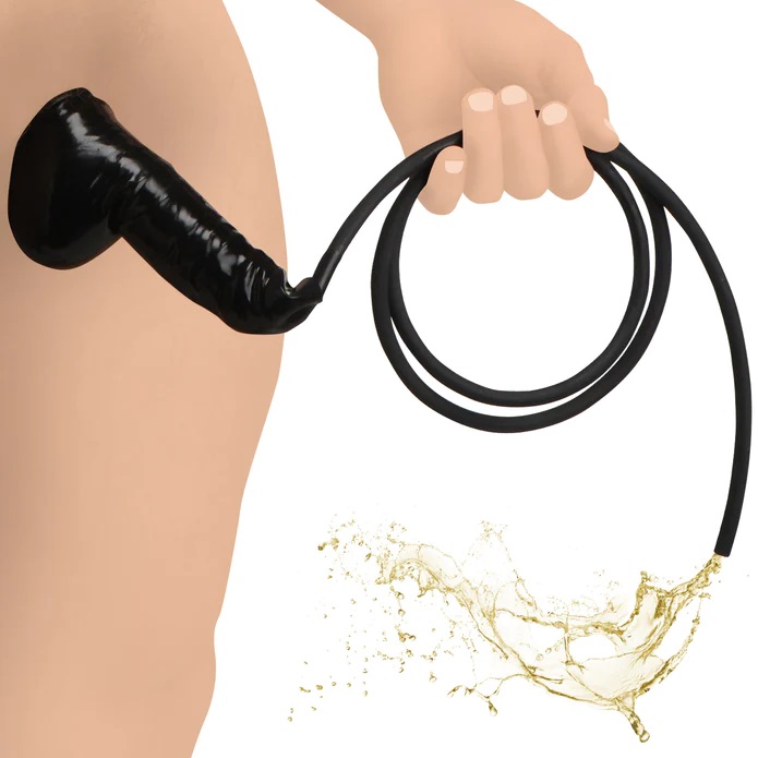 Enjoy both latex and water-sports with this Realistic Penis ... Master Series - Guzzler Penis Sheath w Tube - Black photo-7
