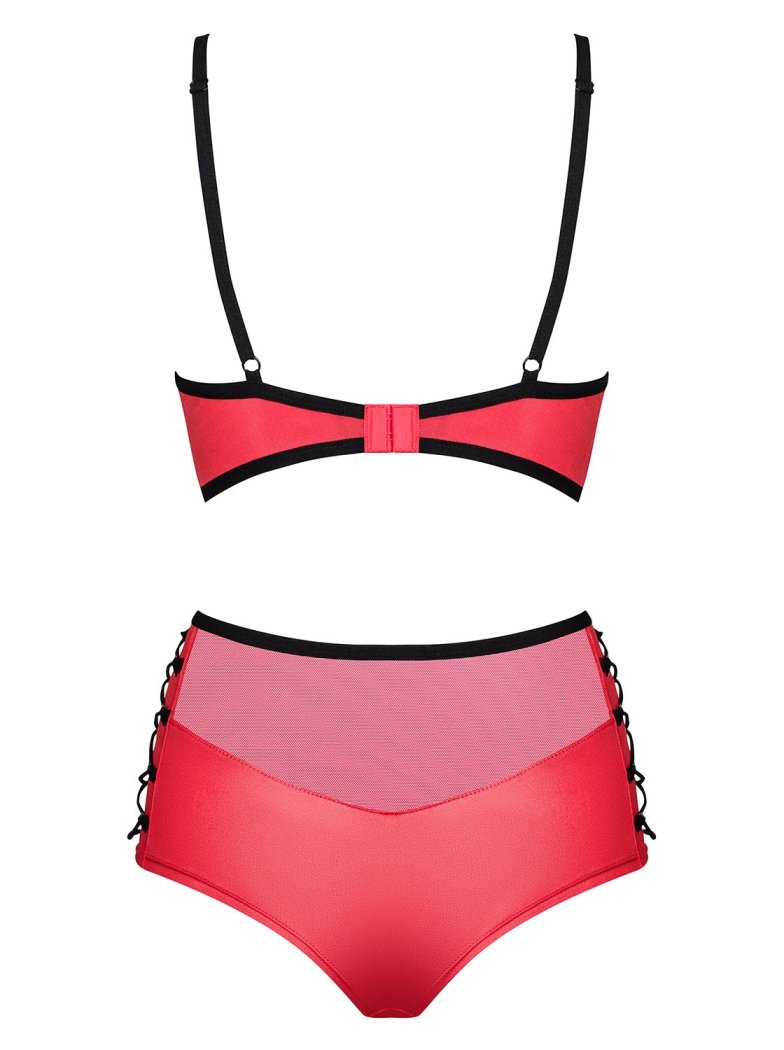 A sensual set that adds raciness? Leatheria! Now not only in... Obsessive - Leatheria 2-pcs Set - Red - L/XL photo-8
