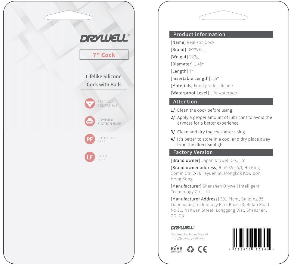 Ergonomic design, Lifelike silicone cock, Real touch feeling... Drywell - Realistic Cock 18cm - Flesh photo-20