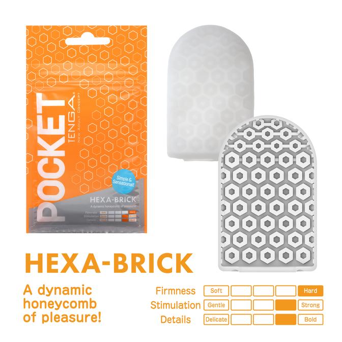 The Pocket Tenga is super stretchy and will fit almost any s... Tenga - Pocket Block Hexa-Brick - Orange photo-4